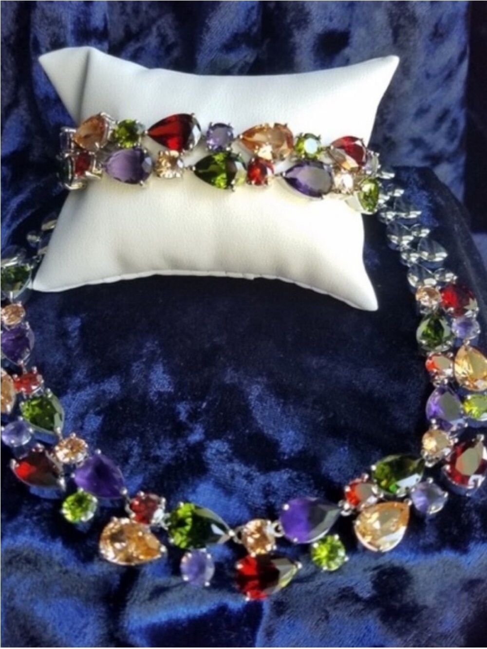 Swarovski Elements Multicolor Teardrop Crystal Statement Necklace NEW